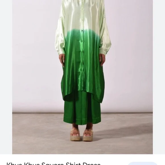 - NORBLACK NORWHITE Square shirt dress green ombré size xs all - Picture 7 of 11